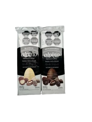 Chocolate Alpino Blanco y Semiamargo 500g